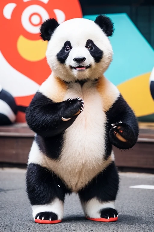 panda，Chinese style，energetic and cute，Humble and cute