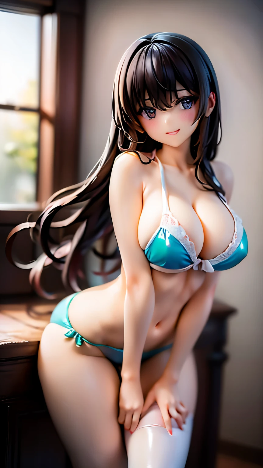 masterpiece、High quality photos、8k、白いTank top姿の女性、Bedroom、Tight fit、smile、Standing position、Bloomers、Sweatで濡れた身体、smile、Tank top、show me、sexy、Cleavage、Clear crack、High leg cut panties、Sweat