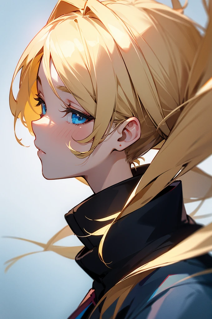 Blonde hair, masked, anime girl, front angle face