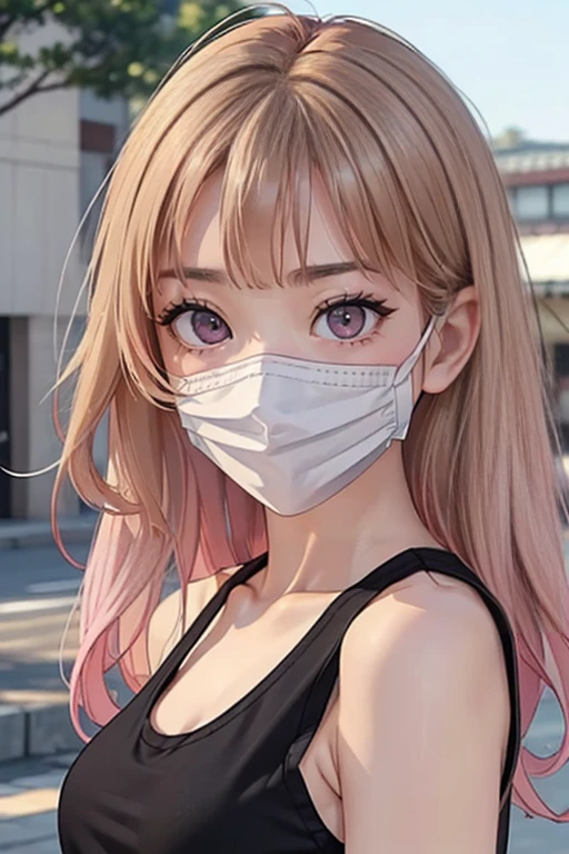 {detailed 8k wallpaper},{In a dilapidated alley},{{{{{girl focus,A girl,multicolored hoodie,mouth mask,ahoge,crystal pink_hair,large breast,super long hair,glowing eyes,blue_eyes}}}}},{{{cyberpunk,Sci-fi city, new york city}}},{{detailed background}},{{intricate detail}},{finely detailed},{highres},{Red light,Blue light,Purple light},petite skirt, white transparent panties,{{behind-the-head headphones}},