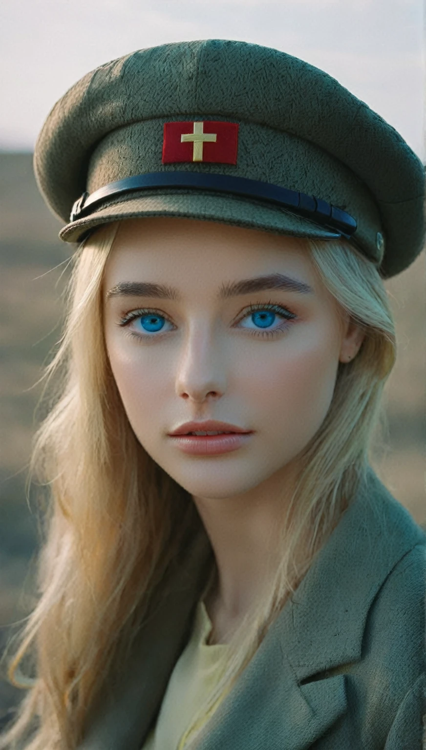 UHD 32k Photography, NOT Dasha Taran, blonde woman, blue eyes