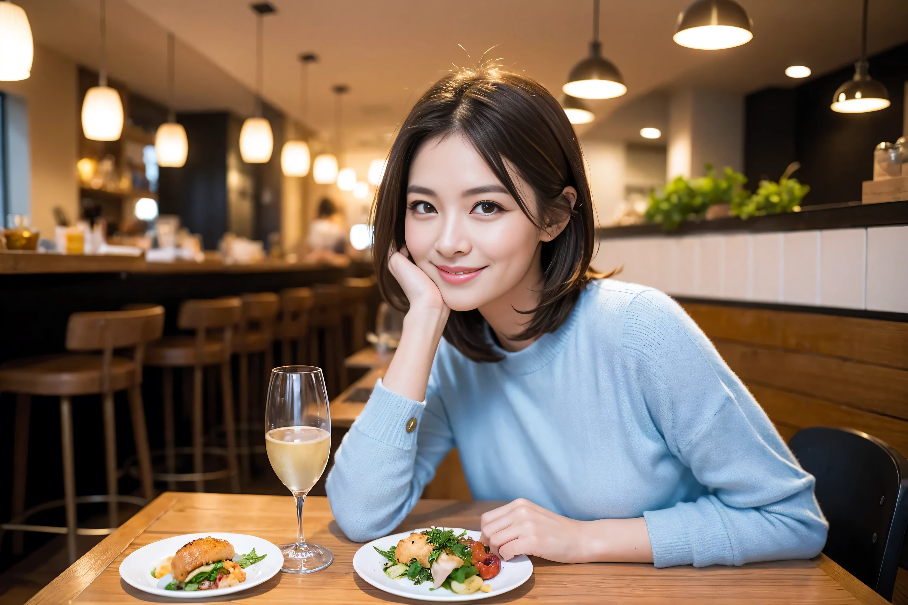 ((Highest quality、8k、masterpiece:1.3))、Slim couple、Model Couple、(Realistic, Intricate details:1.2), full-course dinner、Wine 、Amazing view of the sunset sky and clouds、A bright smile、The wonderfulness of smile、Bright image、Wineの美しさ, Beautiful Face, Blue eyes, The light shines on your face, blush, short hair,Bright Face、 (Age 37), 39 years old, 赤Wine 、Appetizers、Italian food、Wine bottle、Champagne、スパークリングWine、Two beauties、Brown Hair、Shortcuts、Long sleeve shirt、dress、Beautiful woman 1, (Slim face), (The body is slim), (Brown Hair), (Shortcuts), cheeks turn a little red,Attractive beauty、restaurant, In a prominent place (From the waist up) Nova Frog Style, actress, model, Upper Body, 白Wine, slim, Wineグラス, 中央に置かれたWineグラス, smile, (smile: 1.15), Beautiful fine grain, Depth f/2,saturation, High Contrast, Strong light and shadow,Moist Body:1.5、3D texture、Delicate eyes、Brown Hair、The hair is very shiny、