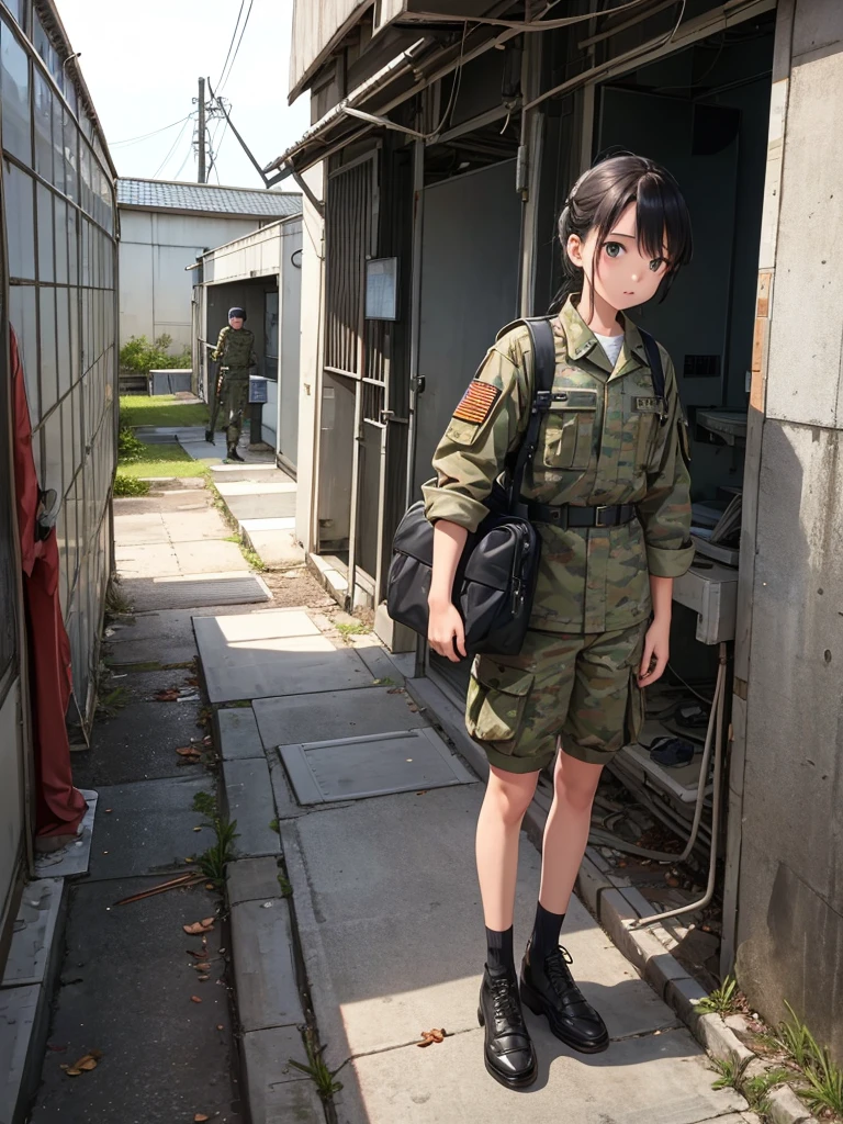 Boys and girls dressed in military fashion、Abandoned Research Facility、Armament、end of the century