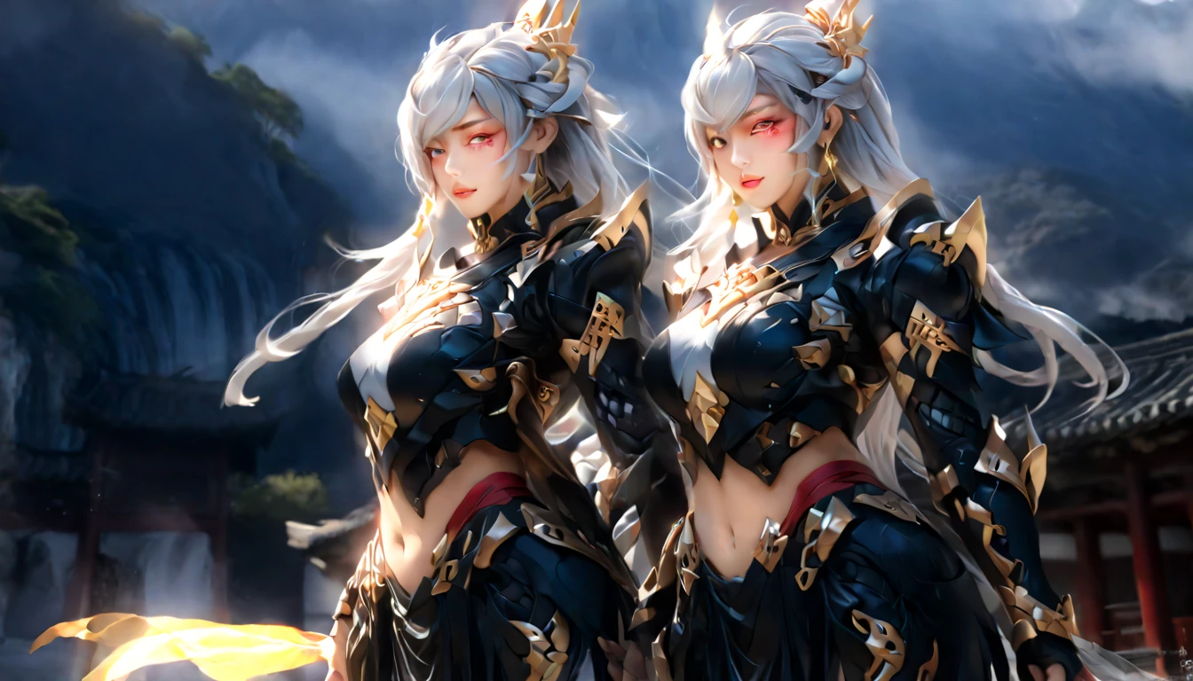 high quality,HD,16K,Sharp Line,1 Girl,fantasy, （Fire Spirits）,Pretty Face, Large Breasts, Beautiful legs,In the mountains,Focus Girl,detailed Pretty Face,Detailed clothes,beautiful eyes,Cool,Sexy,Dynamic Angle,穿着华服的神明Strike a pose拍照, Ancient mysterious sexy goddess, Traditional beauty woman, Beautiful female warrior god of war , Beautiful sexy goddess, Gorgeous role-playing, high, Beautiful young girl, Beautiful woman, 华丽Beautiful woman, Complex clothing,Chinese Mystical Aesthetics, Beautiful Asian ancient mysterious girl, Extremely detailed shot of the goddess, Jaw-dropping sexy beauty, Big breasts deep neckline sexy belly button（butt), (bedroom), (Sexy Girls), masterpiece, best quality, Bangs, blush, Chest, clavicle, Eyebrows visible through hair, (Gradient red and gold hair), Jewelry, Long hair,Bright Eyes, ring, (solitary), illustration, fashionable, miss, Strike a pose, background, element, confident, Express, Accessories, majestic, striking, key point, Dynamic poses, ((plump)), (black))Woman in transparent dress,Viewer,(((Full breasts, Keeley University))),Slim waist,(Navel exposed,Bare waist), Long hair, extreme detailed details, 详细的fantasy艺术, Stunning character art, Beautiful and exquisite character art, Beautiful transparent dress, Very detailed, Large Breasts，Chest，Golden ratio figure，Beautiful figure，Ultra wide-angle shooting，Full body shot拍摄，Body close-up，Full body shot，Wearing a pleated tulle skirt，柔和动漫illustration, 柔和的深色background，Fujifilm XT3 Clear focus, f 5.6, High Detail, Clear focus,(Wearing openwork clothing),, (Natural light), (Tempting)translucent, Good velvet quality, Compared, Divine Light,, Silver hair, 天空background, Absolute Strength,Female Shinmei，穿着性感丝绸的Female Shinmei,，Large Breasts，Chest，Golden ratio figure，Beautiful figure，Ultra wide-angle shooting，Full body shot，Body close-up，Full body shot， Wearing a tulle dress, Model shooting style, Large Breasts，饱满Chest，Golden ratio figure，Beautiful figure，(Extremely detailed CG 8k wallpaper unit), The most beautiful artistic photos in the world, , 8K 超HD, ) on the beach，Sexy lazy posture，Sexy seductive expression，best quality,masterpiece,Ultra-high resolution,(Practical:1.4),original photo,Ultra-high resolution