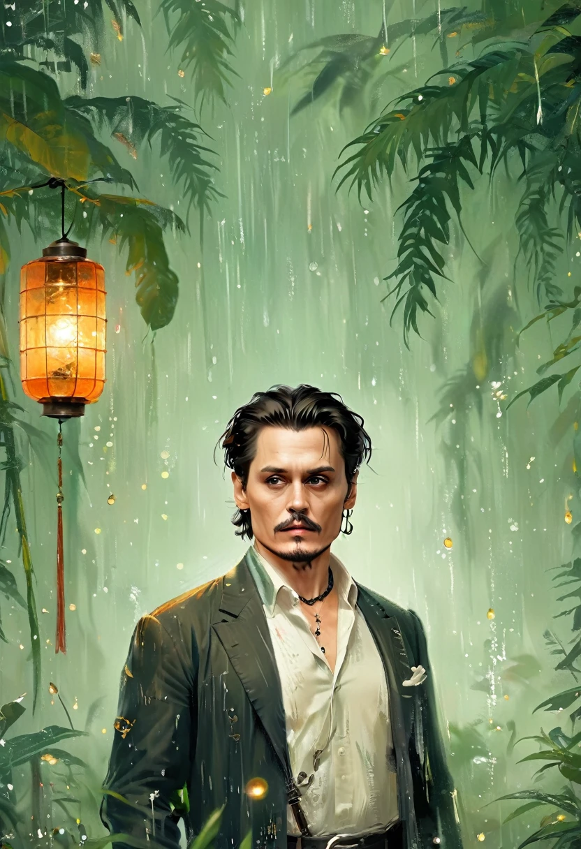 masterpiece, johnny depp walking through jungle at night among fireflies, (high detail:1 1), rough face, natural skin, high quality, nsfw, beautiful eyes, (detailed face and eyes), (face: 1 2), noise, extra, real photo, PSD, lamp film photography, sharp focus, contrast lighting, detailed skin, high resolution 8k, crazy detail, realistic, professional photography, 8k UHD, SLR camera, soft lighting, high quality, film grain, Fujifilm XT3