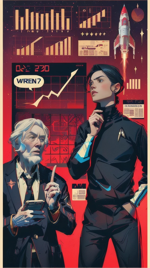 there are two girls in suits standing next to each other, from star trek 2021, year 3 0 0 0, year 3000, from star trek, illustration daily deviation, st : tng, wayne barlowe and james gilleard, 🪔 🎨;🌞🌄, by John La Gatta, star trek style, 🚀🚀🚀