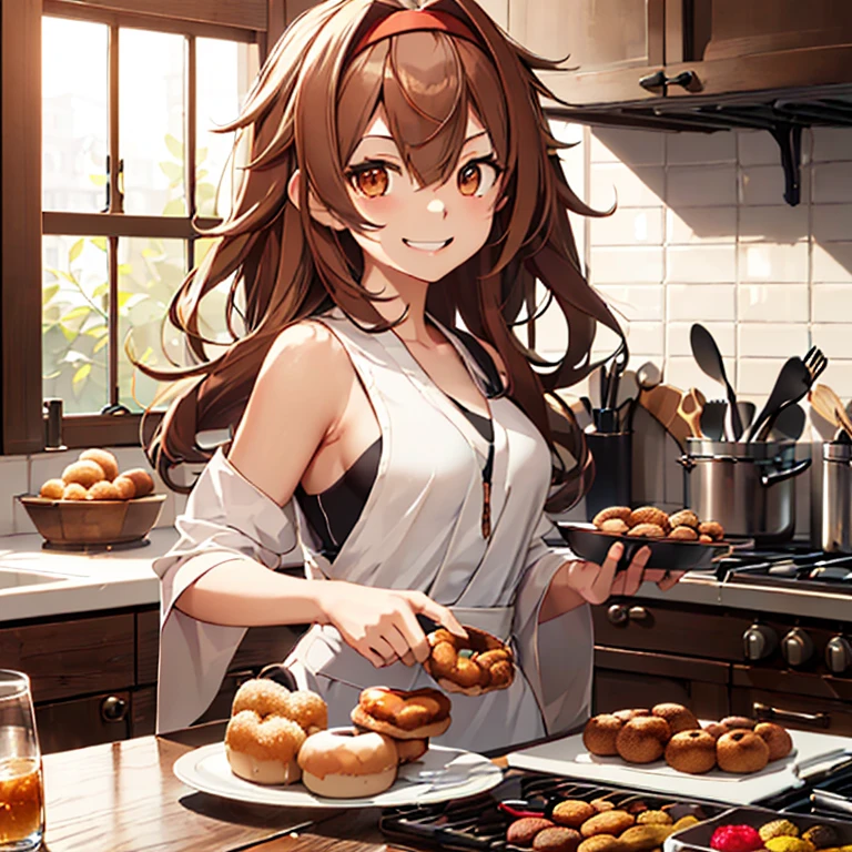 (shiratsuyu_kantaicollection:1.4)
,(masterpiece:1.4),(best quality:1.4), (high quality:1.4),(hyper detailed:1.4),(exquisite:1.4), art CG,8K,1girl solo,full body,(happy smile:1.4),
Eating Donut,kitchen


