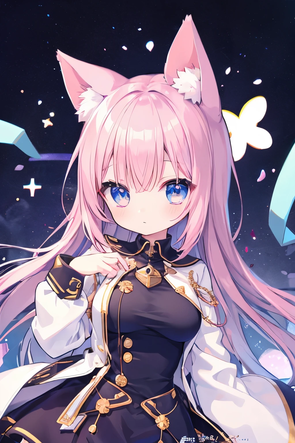 Navy uniform、、7-year-old girl,Pink shots,Vebeautiful and Shining Eyes、Shining Eyes、1 girl、Large Breasts、Cat ear、