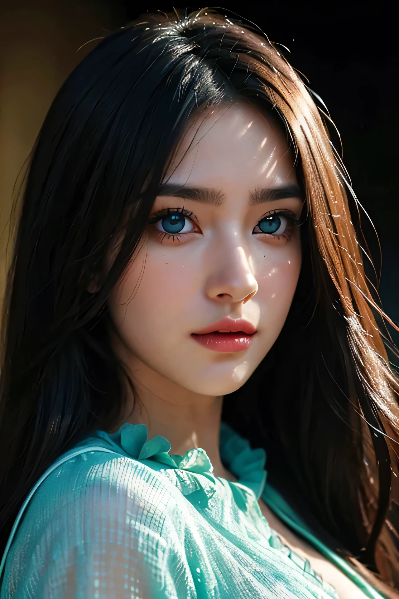 Hyper realistic super detailed Dynamic Face portrait of Very Beautiful princesse glowing eyes crystal eyes green bright hyper realistic super detailed sexy face sexy eyes sexy Mouth Face portrait