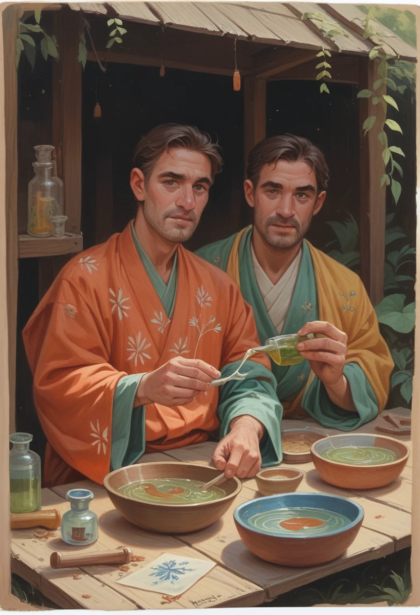 Traditional medicine herbs drugs potions without people
