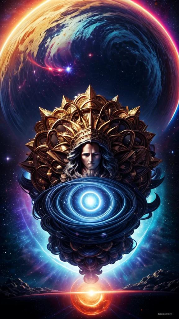God, The omnipotence of the entire universe, Bigger than all the galaxies, Appears as a huge super-giant energy cloud at the center of the super-dense universe., Very sharp, Surrealism, complicated, 32K, Photorealistic style