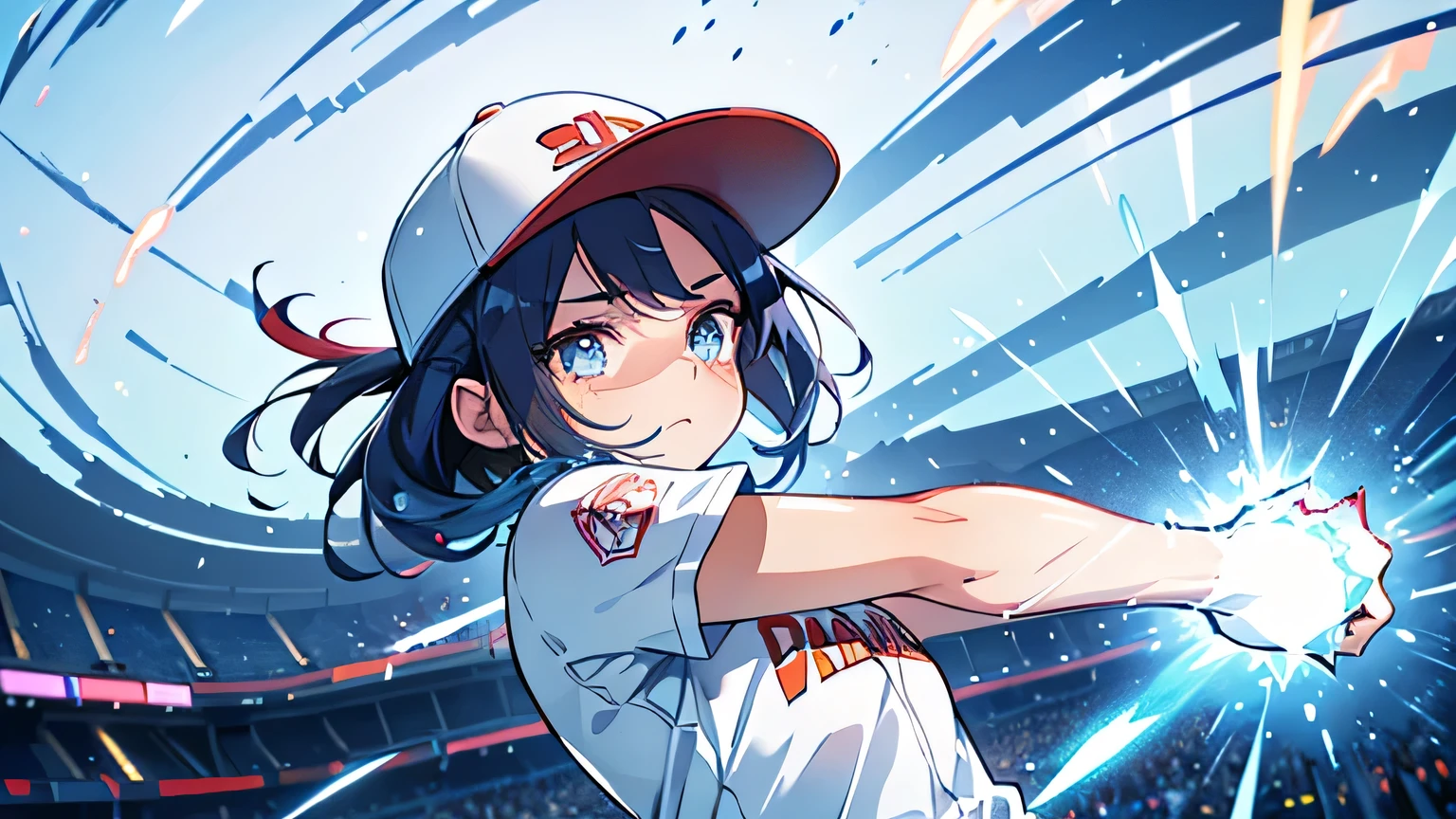 1 girl playing baseball, Wearing a baseball cap,from side,full body,
dynamic effects, motion effects, dynamic hair,
in Baseball ground,
masterpiece, best quality, extremely detailed, (gainax:1.3),
crisp image, sharp image, clear image, vivid image,
(finely detailed face, finely detailed eyes), (finely detailed hair),
highly detailed background,
