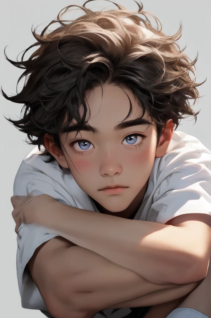 1boy,best quality,messy hair,yoai,beautiful detailed eyes,detailed face,detailed skin,simple background,cinematic highlight,white socks,posing