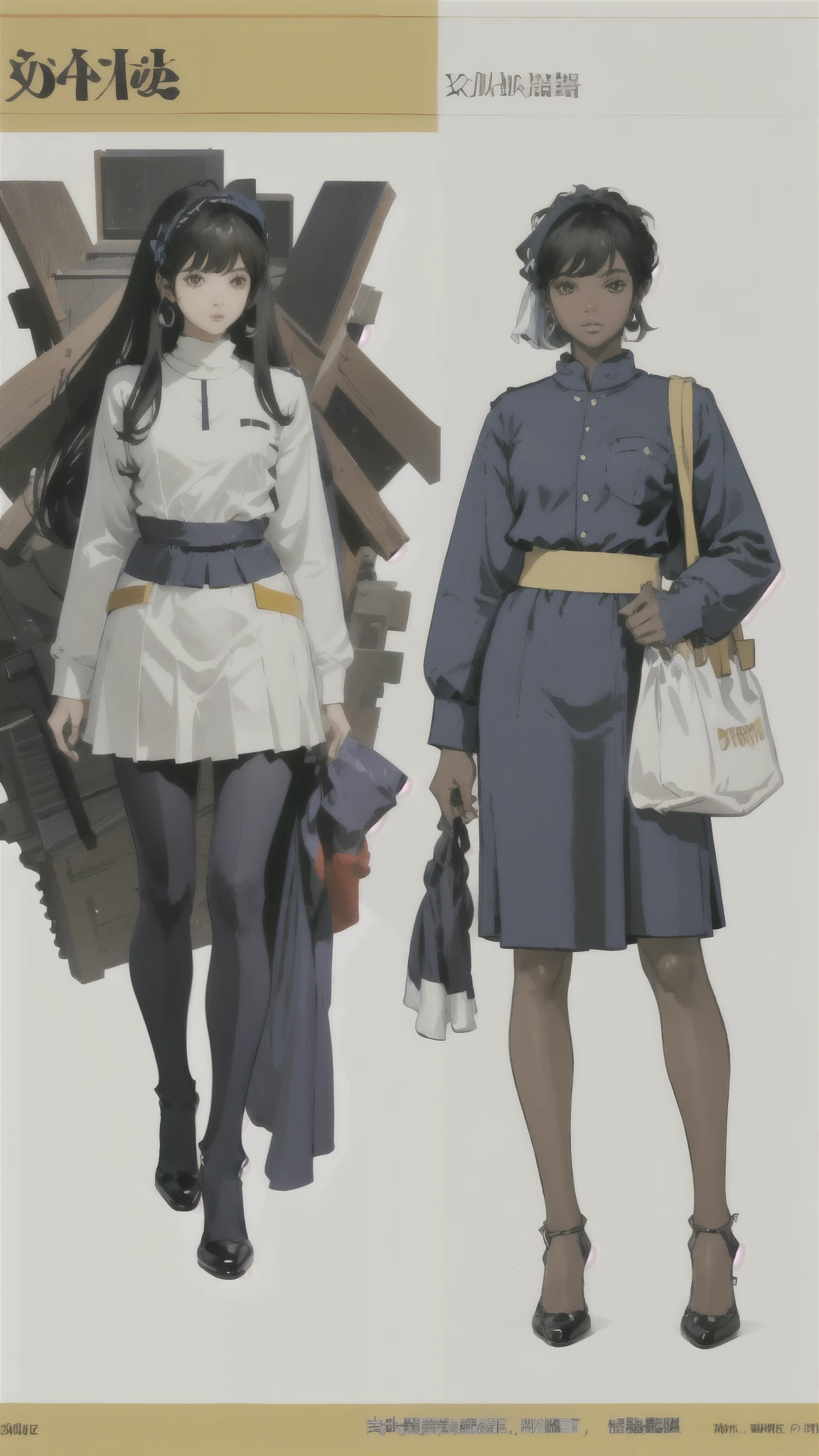 Dirty Pear Kay、Dark Skin、Dark skinned women、head band、uniform、militaryru、detailed、masterpiece、Reference Art、Reference Sheet、Multiple Views、Reference Sheet、Model Sheet