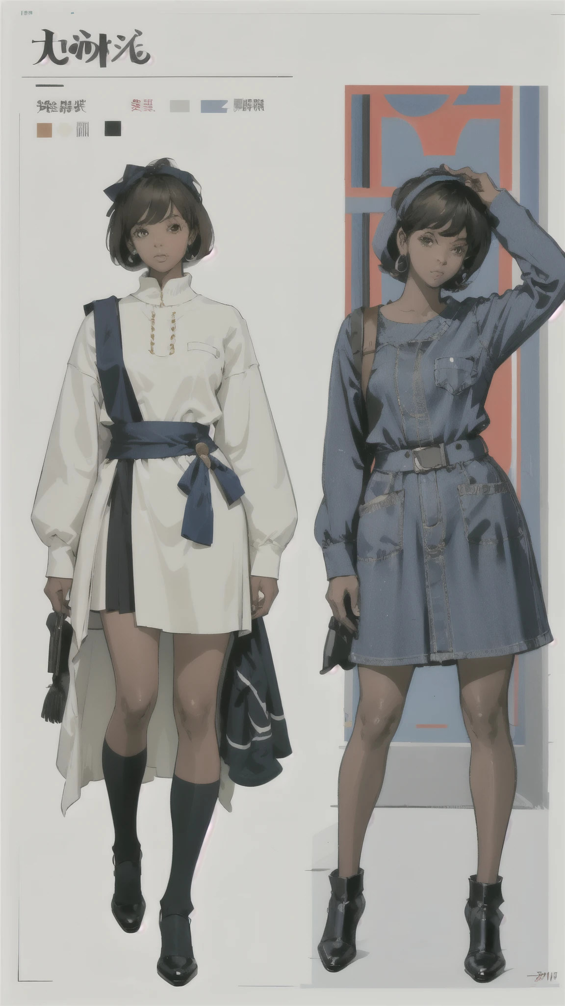 Dirty Pear Kay、Dark Skin、Dark skinned women、head band、uniform、militaryru、detailed、masterpiece、Reference Art、Reference Sheet、Multiple Views、Reference Sheet、Model Sheet