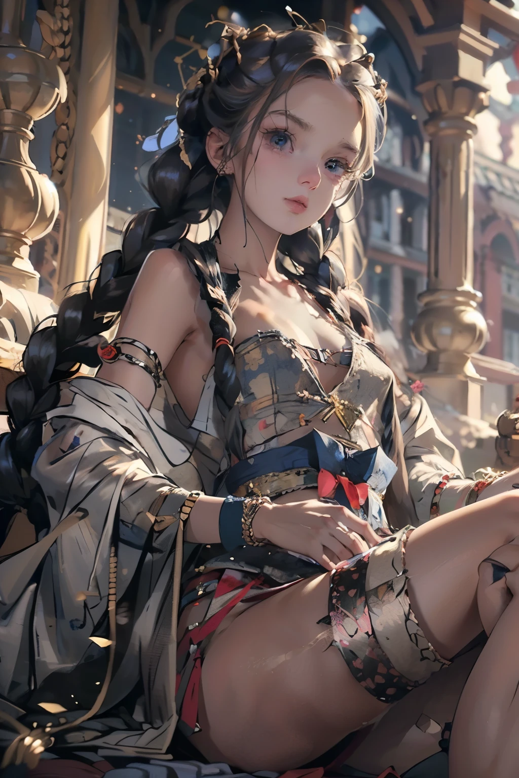 ((best quality)), ((masterpiece)), (detailed), 1girl, off-shoulder baggy sweater,clothes too big, exposing,(little chest),(big forhead:1.2),(beautiful big eyes:1.3),extremely detailed cute anime face, (((flat chest))),((((long twin braids,tight braids,long braid,braided hair,long hime cut,colored inner hair)))),intricate eyes,beautiful detailed eyes,symmetrical eyes,(((detailed face))),beautiful detailed lips,(nsfw)), ((downblouse, upskirt)),(baggy, sagging clothes, upskirt, downblouse), dynamic pose,looking at viewer, (((embarrassed))),(horrified expression),(crying),highres,(best quality),(ultra detailed,extremely detailed),perfect face details, ((masterpiece:1.4, best quality))+, (ultra detailed)+, long twintails, cute girl,blue clothes, (flat chest:1.3), NSFW, small breasts, prominent collarbones, skinny arms, flat stomach, visible hip bones, long hair, red hair, white hair, blonde hair, dark hair, ponytail, thick ponytail, heavy ponytail, small breasts, NSFW