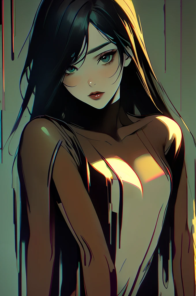 masterpiece,best quality,ultra-detailed,2girl,solo,crow,upper body,dark style,black hair ,horror theme, nude, sitting, legs spread wide open showing pussy,