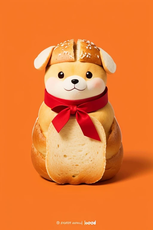 Bread, bread, cute illustration style, bread alone, no humans needed, just bread, dog made of bread