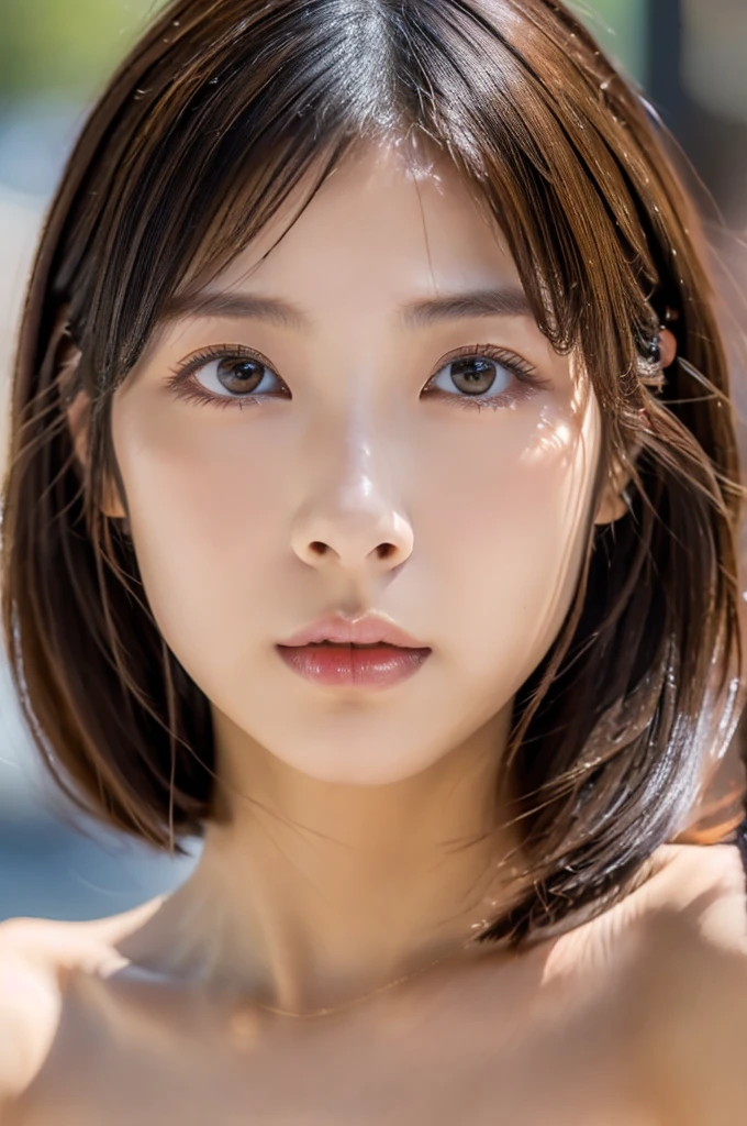 8k, ((Naked Women:1.4))、((No underwear:1.4))、((Beautiful Makeup:1.6))、((stare at the camera with no expression:1.5))、((Look straight ahead:1.4))、((Shortcuts:1.4))、Highest quality, masterpiece, Realistic, Realistic, Very detailed, Natural light, 非常にDetailed faceと肌, Detailed eyes, 非常にDetailed faceと肌の中間ショット, Beautiful woman looking at camera, Sexy pose, Tabletop, Beautiful Face, Realistic Face, Detailed face, Beautiful hairstyle, Realistic eyes, Detailed eyes, Realistic Skin, Detailed skin, Beautiful Skin, charm, 超Realistic, kind, Brown Hair, Cute Japanese Girl, whole body