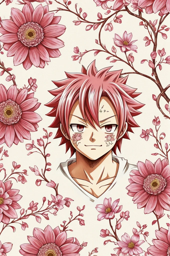 A pretty wallpaper with Natsu from Fairy Tail and Flora