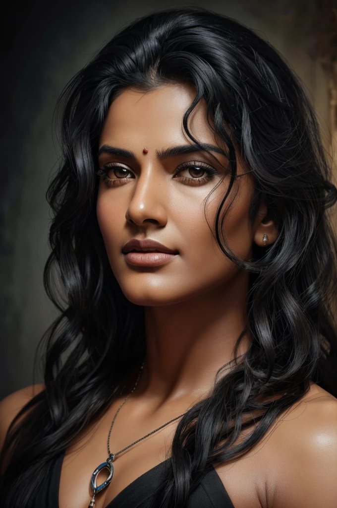 Painting of an Rajinikanth from the front, with black hair cascading down in thick, curly waves, and expressive black eyes, created in the bowater art style, an intriguing and beautiful digital painting, meticulously executed with stunning realism, exquisitely detailed digital illustration, capturing the essence of the man's character, his finely textured skin showcased in high resolution at 1:2 scale: 8K UHD, 30MP, Wacom Cintiq Pro HT, Airbrush and Digital Oil Painting techniques used to achieving a masterpiece of impressive detail and stunning visual depth.
INI