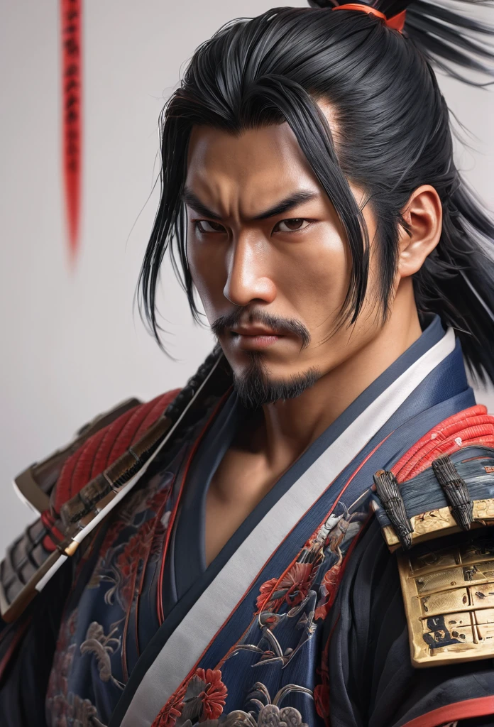 samurai, 1boy,by Artgerm, best quality, masterpiece, Representative work, official art, Professional, Ultra intricate detailed, 8k