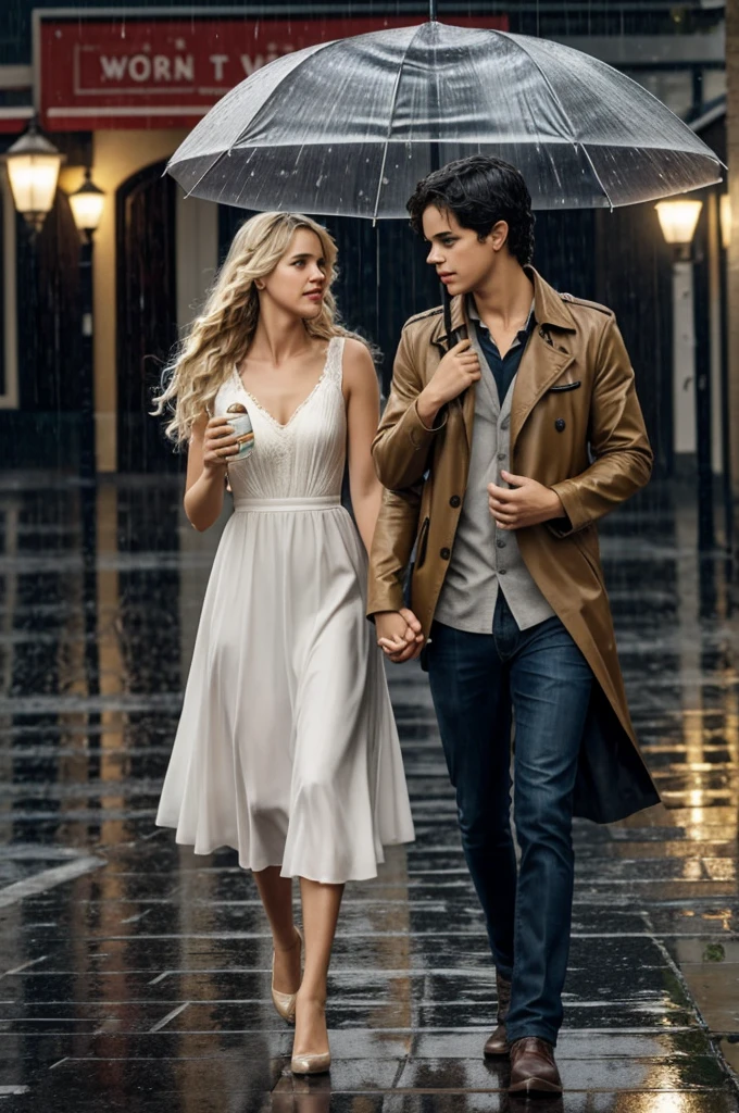Make a flyer based on the novel "the rain knows why" with Julián Serrano representing Antonio and Luisana Lopilato representing Lucia