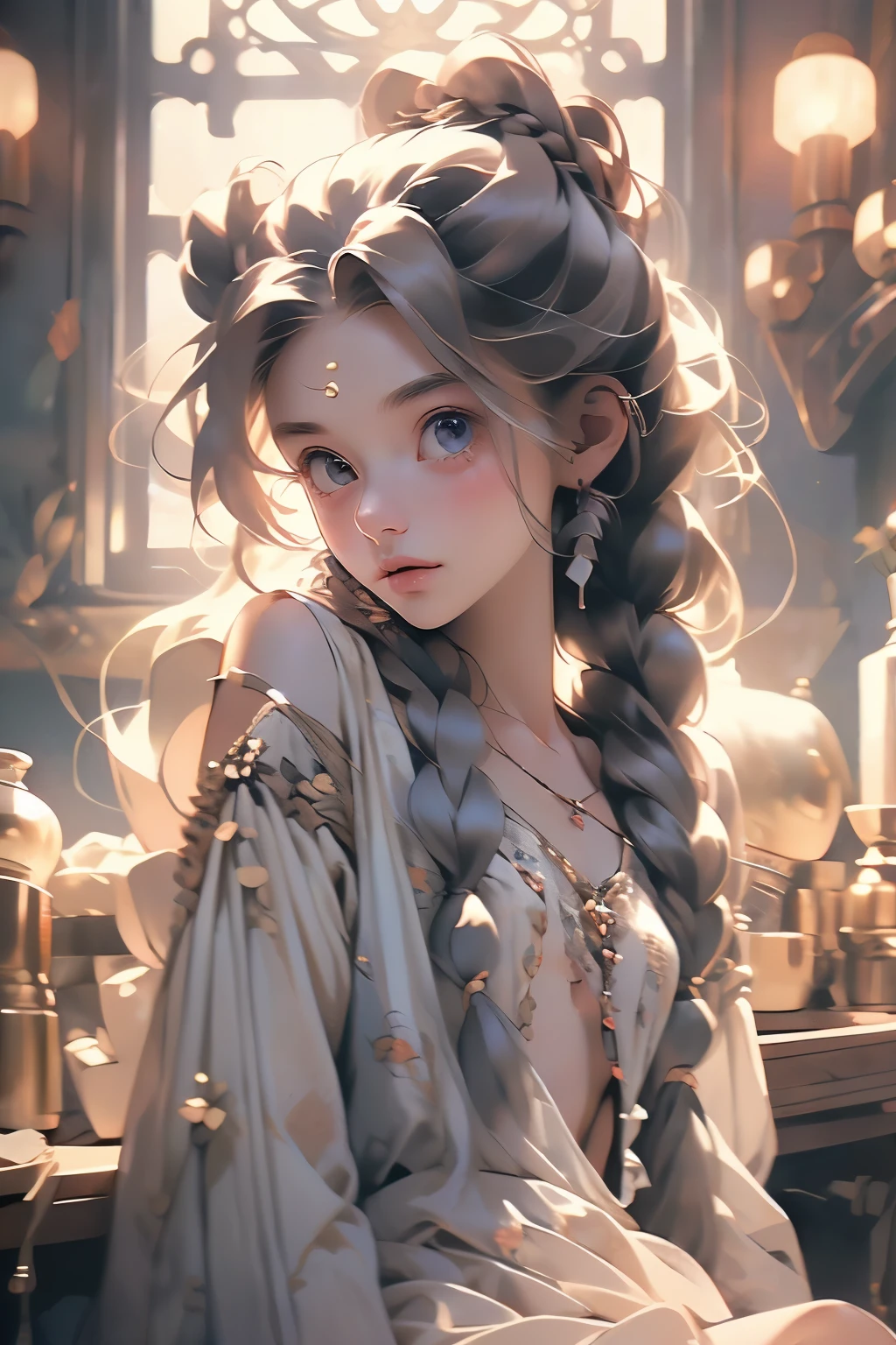 ((best quality)), ((masterpiece)), (detailed), 1girl, off-shoulder baggy sweater,clothes too big, exposing,(little chest),(big forhead:1.2),(beautiful big eyes:1.3),extremely detailed cute anime face, (((flat chest))),((((long twin braids,tight braids,long braid,braided hair,long hime cut,colored inner hair)))),intricate eyes,beautiful detailed eyes,symmetrical eyes,(((detailed face))),beautiful detailed lips,(nsfw)), ((downblouse, upskirt)),(baggy, sagging clothes, upskirt, downblouse), dynamic pose,looking at viewer, (((embarrassed))),(horrified expression),(crying),highres,(best quality),(ultra detailed,extremely detailed),perfect face details, ((masterpiece:1.4, best quality))+, (ultra detailed)+, long twintails, cute girl,blue clothes, (flat chest:1.3), NSFW, small breasts, prominent collarbones, skinny arms, flat stomach, visible hip bones, long hair, red hair, white hair, blonde hair, dark hair, ponytail, thick ponytail, heavy ponytail, small breasts, NSFW