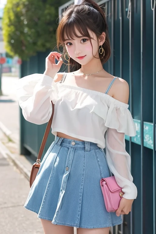 Cute Girls､high school girl､Idol､Off the shoulder､mini skirt､See-through､Fluttering in the wind