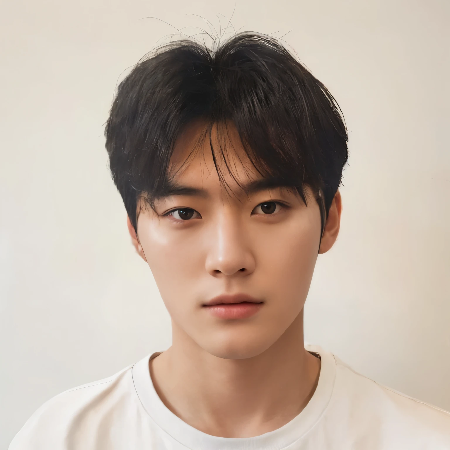 Best Quality, 8k, Masterpiece, (Portrait: 1.3), (photo realistic:1.4), (hyper realistic:1.4), Sharp Focus, looking at viewer, (smoother lighting:1.1), (increase cinematic lighting quality:0.9), realistic lighting, backlighting, light on face, ray trace, (brightening light:1.2), (Increase quality:1.4), sharp detail, (best quality real texture skin:1.4), finely detailed eyes, black_eyes, finely detailed face, 25 year old Korean man