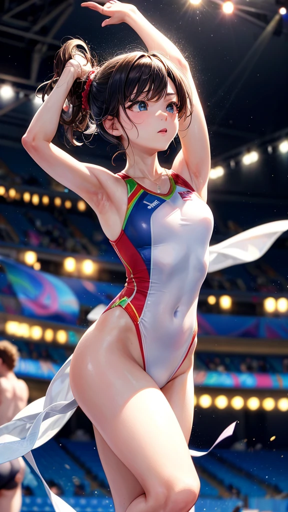 Competing in breaking dance at the Olympic Games。