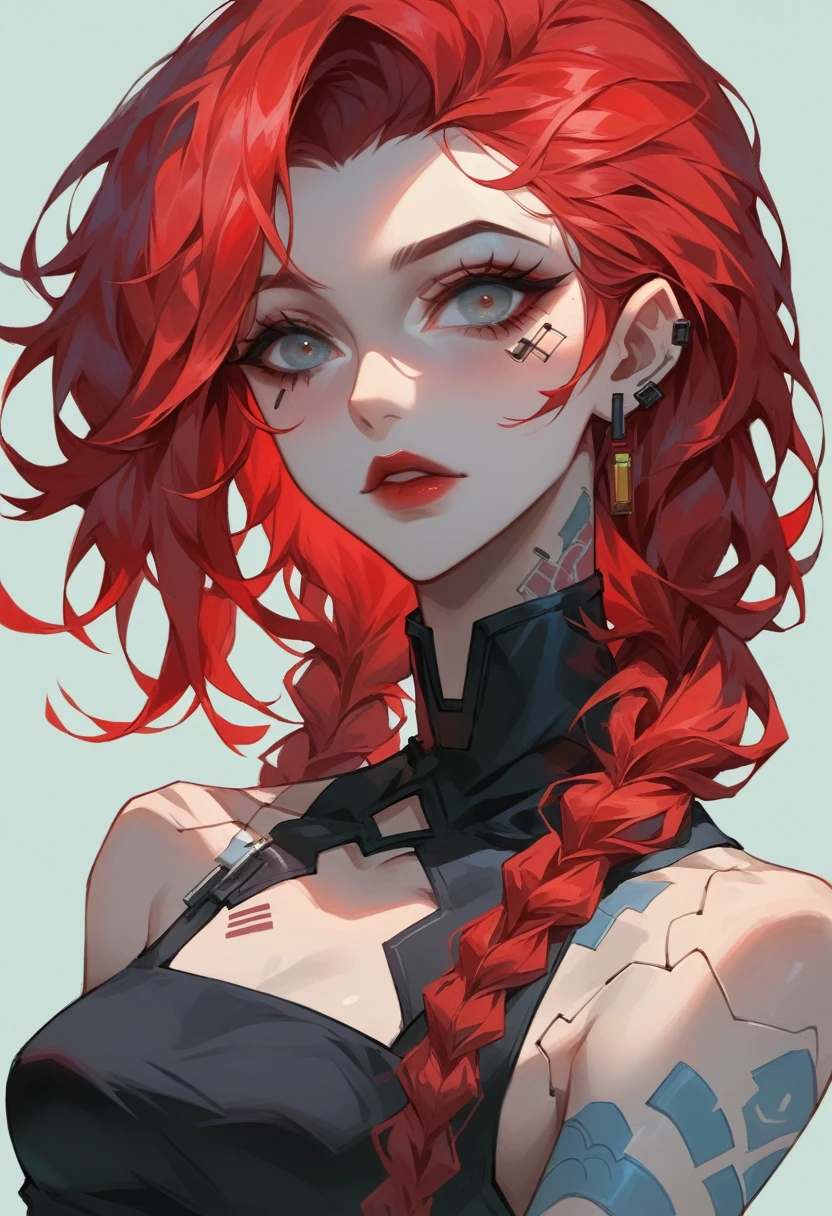 jinx arcane , appealing with silver + red hair woman in full body, a darck light, digital arma cromada em mãos cyberpunk - anime art, digital cyberpunk sexy Sensual anime art, anime cyberpunk art, jinx from league of legends, portrait of jinx from arcane, samira from league of legends, jinx from arcane, cyberpunk anime art, portrait knights of zodiac girl, anime styled digital art, cyberpunk anime girl
