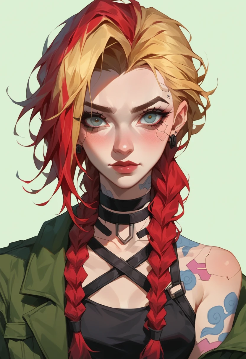 jinx arcane , appealing with silver + red hair woman in full body, a darck light, digital arma cromada em mãos cyberpunk - anime art, digital cyberpunk sexy Sensual anime art, anime cyberpunk art, jinx from league of legends, portrait of jinx from arcane, samira from league of legends, jinx from arcane, cyberpunk anime art, portrait knights of zodiac girl, anime styled digital art, cyberpunk anime girl