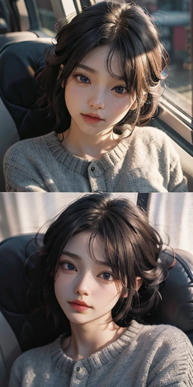 (masterpiece: 1.2, Portraiture, Highest quality), Realistic, (Live Action, Intricate details, Written boundary depth), Highest quality, masterpiece, Attention to detail, semi-Realistic,  Sleeping in bed, shy, 21 years old, Short Blonde, blue eyes, pajamas, Slim figure、Canopy bed、