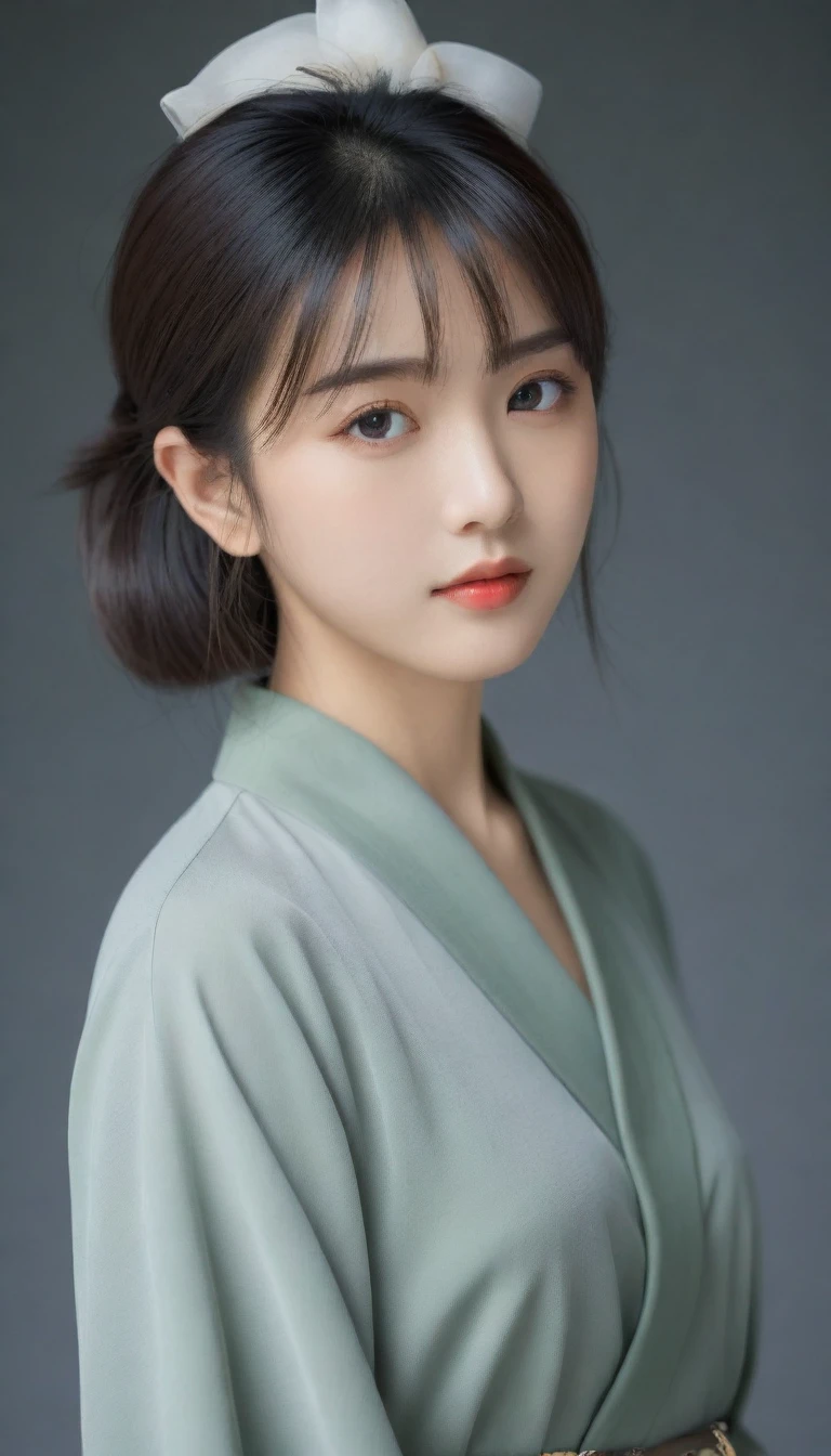 8k, Ultra-high resolution, Highest quality, masterpiece, 三分割法によるphotograph,Surreal, photograph, 1 Girl, (16 years old:1.3), pretty girl, Cute Face, Beautiful eyes in every detail, 細かくdetailedに,masterpiece,One Girl:1.2,Japanese female officer,Superior non-commissioned officer,full body,Serious expression,Black short hair,Bob with bangs, (The finest ceremonial attire:1.3),Pencil Skirt,Military clothing,Sharp contours,Looking down,Gray background, Light from above, Low contrast, (Side view),Perfect and beautiful face ,完璧でCute Face, Skin with attention to detail, Perfect limbs、Narrow waist,Looking at the audience,(((Ideal body type))),A cup small breasts :2,Portraiture:2,Perfect Anatomy,鮮明なdetailed,detailed,Surreal,Light and shadow,glowing