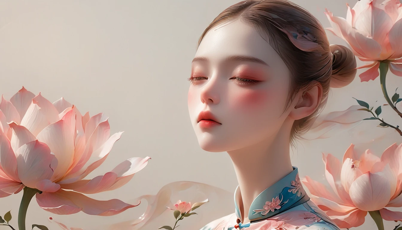((exhibit，Still Life Table，Artistic statues，3D Sculpture，ceramics，Surface cracks，Shattered Texture)), 展现nature之美.Kaneko，Gold Dust， Emphasize its artistic quality.exhibit全身的舞蹈动作；Beautiful dance photography；A little girl，Solitary；A dancing little girl；[Black Eyeball，confidence，High and cold，happy]；[Long skirt elegant style，Long sleeve；Set，Light pink and white gradient，Traditional style，The skirt has no pattern，The hem of the long skirt is like petals covering the background,Petal pattern，The background is petals and skirt,]；[Chinese dance]，[Full body panorama 1.5]，front；Composition：The character is on the right side of the screen；Long hair in the wind,advanced sense,Fashion, Dynamic photography, Loop video, Fascinating movement, captivating visuals, Seamless integration, Compelling storytelling, Vortex phenomenon, Angled form, Dynamic Movement, Bold Geometric Shapes, Fragment shape, sharp contrast, Influence of modernism, nature, , modern Art, Astonishing, Unreal Background, Art from (Alessio Albi:1.1), Soft lighting，front光, happy emotion,(close up, Face Focus), (Fractal Art) Extremely detailed,The most beautiful form of chaos, elegant； Simple style；Minimalism。Panoramic photography；Depth of Field, Extraordinary details, masterpiece, high quality, 4K，cinematic lighting, motion blur, depth of field, sparkle, ray tracing, reflection light, anatomically correct, uhd, textured skin, best quality, super detail, highres, high details, accurate, high quality, award winning
