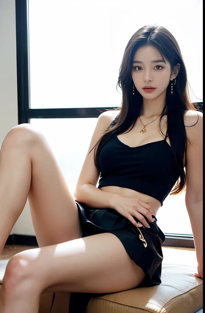 (masterpiece:1.3), (8 thousand, realistic, RAW photos, best quality: 1.4), (1 woman),(sheer silk blouse), (((short skirt))), (((양다리와 양발에 realistic 불투명한 스타킹신고 : 1.3))), (Stockings on both legs), (((Beautiful little feet in stockings and high heels))), (full body shot), (Sitting on a chair), (Beautiful makeover), (((very slim and beautiful body))) , (((Realistic and very beautiful face))), (long eyelashes), (double eyelid), (Very beautiful eyes, realistic and delicate), (big bust) , (Strong body through exercise), (beautiful abs), (Beautiful heaps), (tall), (black hair. parted, long hair:1.3), (아름다운 parted스타일), (realistic and beautiful skin), (ultra high resolution), (very detailed), (golden ratio), (Two long, realistic and beautiful legs), (realistic 팔), (necklace), (earring),(beautiful nails manicure), (So beautiful and sexy)