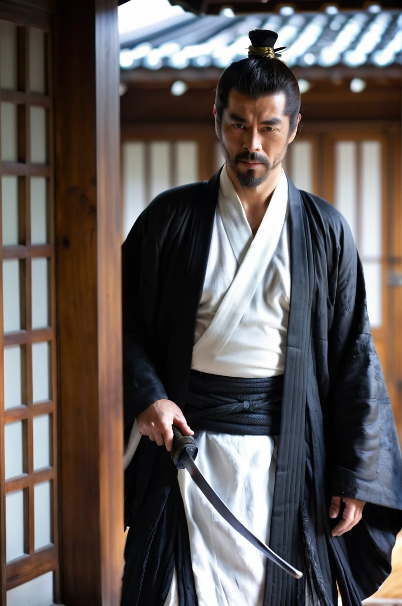 Ronin, dirty, In the same way, boy, Two-Way, Iris, Black Samurai Hair, shabby body, Hakama,白いHakama,Shinsengumi,solo