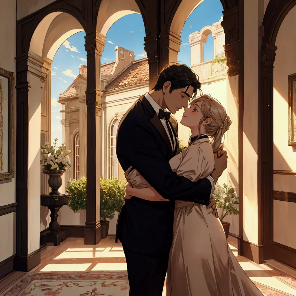 A heartwarming scene in a modern, elegant mansion in Pula, Croatia. A young father in his 30s, dressed in a business suit, has just returned home from work. He lovingly and warmly embraces his playful and innocent twin children, a boy and a girl, lifting them up in a tight hug. The children, full of joy and innocence, cling to him with bright smiles.
The setting is bathed in the golden light of a clear summer evening. Sunlight streams through large windows, illuminating the spacious living room and the view of a beautifully landscaped garden and the sparkling Adriatic Sea beyond.
The father, secretly imagined as Constantine I, conveys deep love and forgiveness to his children, who are subtly represented as Crispus and Fausta. There is a profound sense of reconciliation, healing, and renewed bonds, symbolized by subtle hints of ancient Roman elements in the home's decor. The scene exudes warmth, peace, and a sense of restored relationships.
、divine atmosphere、A paradise of greenery and flowers、heaven、Blessings and Blessings、Beautiful fece、brilliance、ultra-quality、Ultra-high resolution、ultra-definition、Super beautiful、masterpiece、