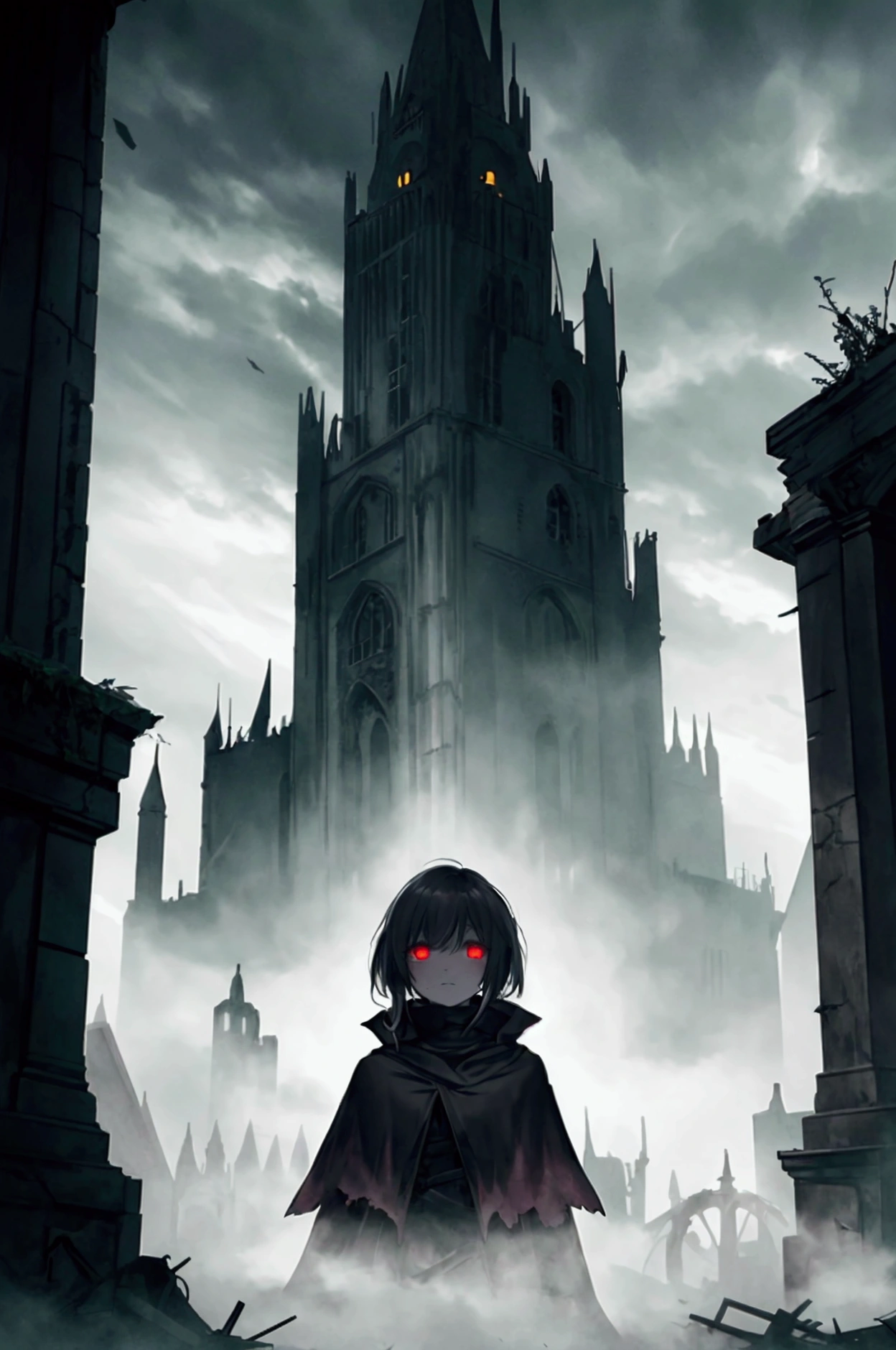 novella, Night fell upon the ruined city, shrouded in thick fog and dark shadows. Moonlight filtered through the heavy clouds, creating ominous images on the ground. The city, once prosperous, was now plunged into an eerie silence, broken only by the rustling of the wind and distant groans.