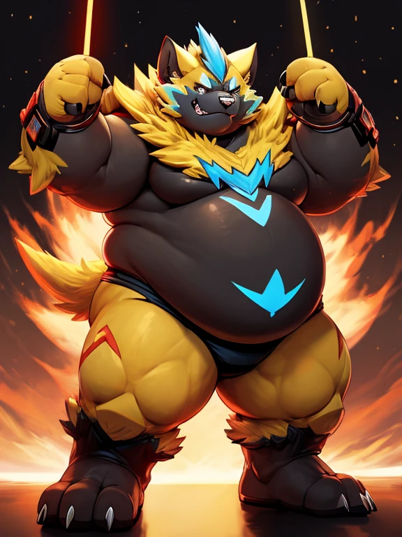 Standing pose,solo，male people，chubbiness，small fat，Bare-chested， solo， Detailed pubic hair， A high resolution，， tmasterpiece，Excessive obesity，Obesity in the extremities，foot in the air，Correct body proportions，overweight，roadhog，proportions，overweight，Zeraora,darth malgus