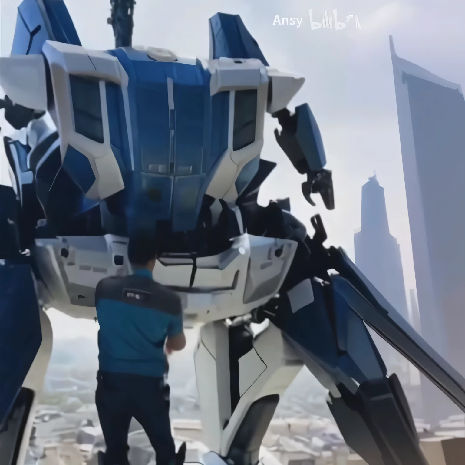 araffes standing on a platform with a giant robot on it, engineers building a giant mecha, incredible vfx, vfx action shot, scene from live action movie, vfx shot, epic vfx shot, japanese vfx, still from a live action movie, giant mecha robot, saudi futuristic warrior mecha, giant anime mecha, stunning vfx