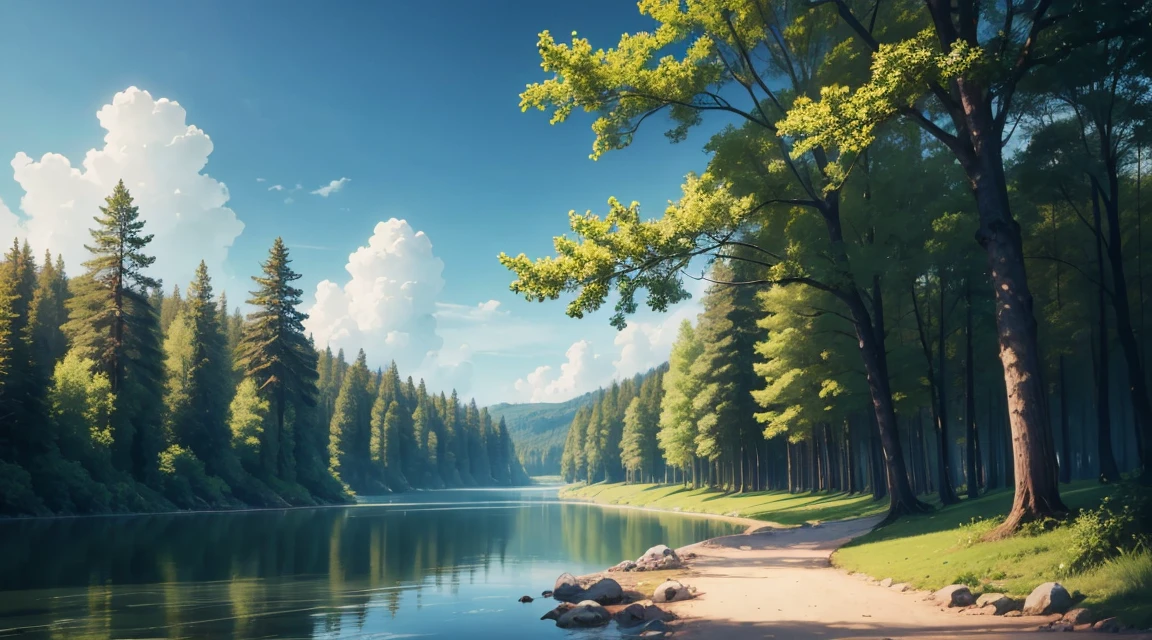 naturey, Realism, 4K, sky, TREES, water,