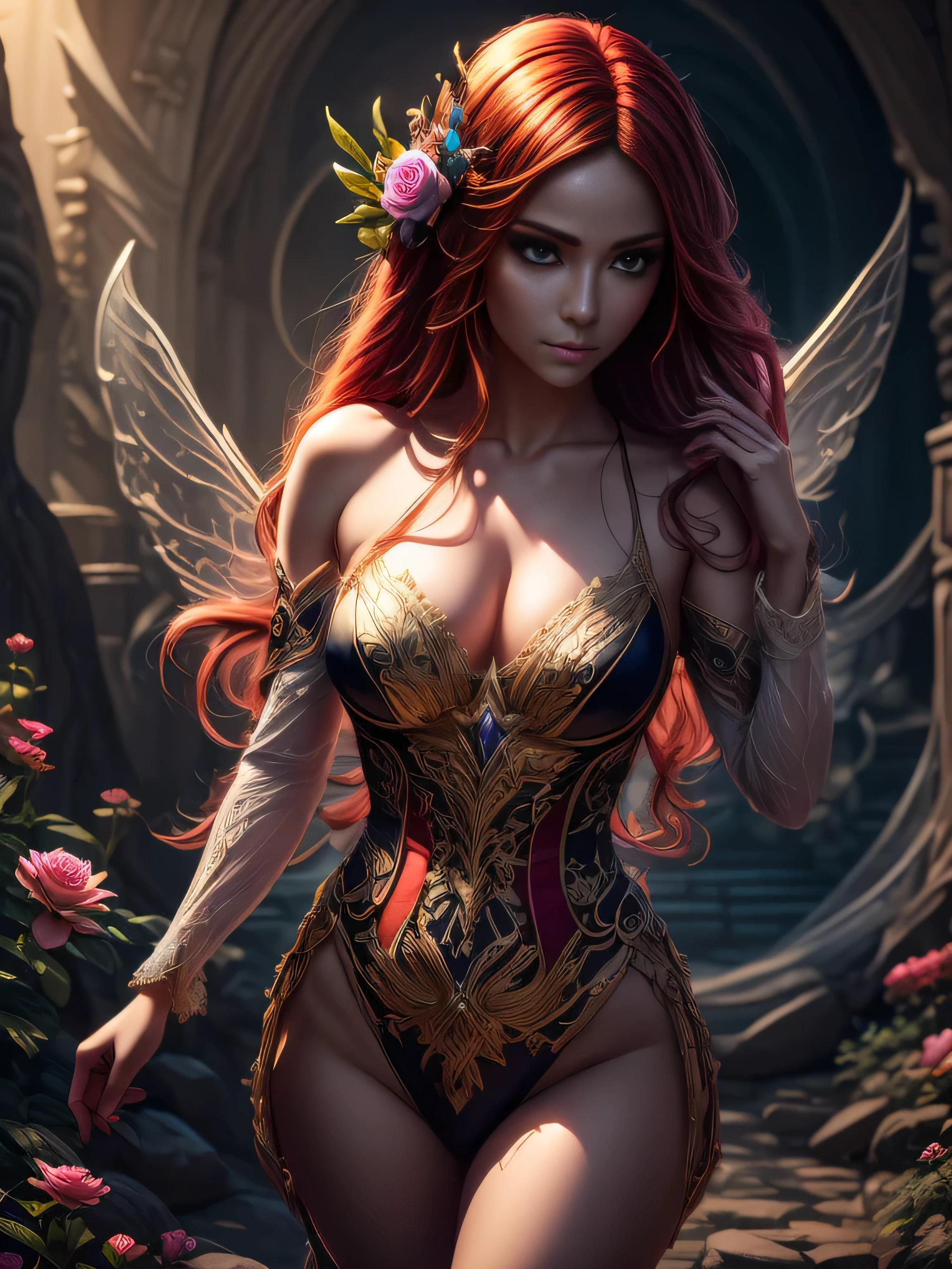 (Best Quality, 8K, Masterpiece, HDR, Soft Lighting, Picture Perfect, Realistic, Vivid), Full body photography of Fox girl in lotus pose，Red Hair, Raw, movie shot, (Sharp focus:1.5), (Reality:1.4), Dusk lighting, Volumetric Lighting, Ultra-high resolution,Dramatic Lighting, (Zentangle，Mandala，Tangle，Entanglement), Fox Demon，Fox Mask, Sexy Revealing Clothes, Bodysuit with Glitter Texture, Foxfire Curse, fox family, Transformation, Depth of Field, dreamy atmosphere, Chaos in its most beautiful form, grace, Brutalist design dark theme, Flower of Death, Flowers of ecstasy，Glowing Line,Glow Example，Tracking example，flash， Backlight，translucent，Light Particles, (Ultra High Quality Fantasy Art), Masterpiece, Female Model, Ultra High Quality Female Character Designs, Detailed 8k Anime Art, Realistic Anime Art, Highest Quality Wallpapers, Intricate Ultra High Quality Accurate Female Character Faces, High Quality Designs and Accurate Physics (Fantasy - Ultra High Quality) quality)) art), dark fantasy style), masterpieces, super high-quality characters, anime resolution - 8K, realistic anime art, wallpaper with the highest quality illustrations, ultra-high detail of faces, high-quality design and accurate physics), color, depth of field, shadows, ray tracing, high quality workmanship. -high quality and 8K resolution, (Accurate simulation of the interaction of light and materials)], [High-quality hair detail [More about beautiful and shiny red hair]], (Beautifully detailed hands [perfect fingers [Perfect nails]]], (perfect anatomy (perfect proportions)))) [[Full-length]], [Perfect combination of colors (Accurate imitation of the interaction of light and material)], [art that conveys the meaning of the story]