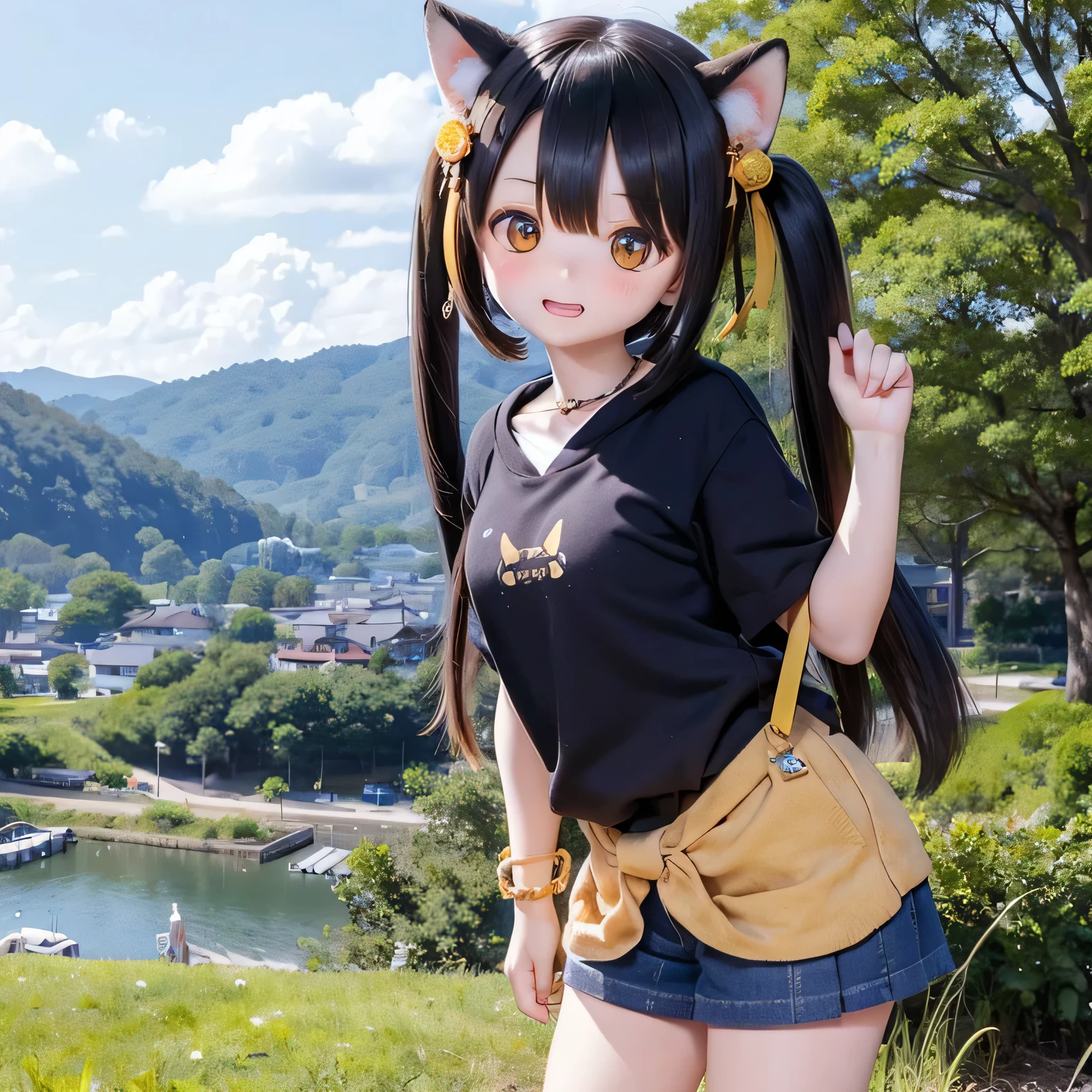 Shiba Inu girl rural scenery