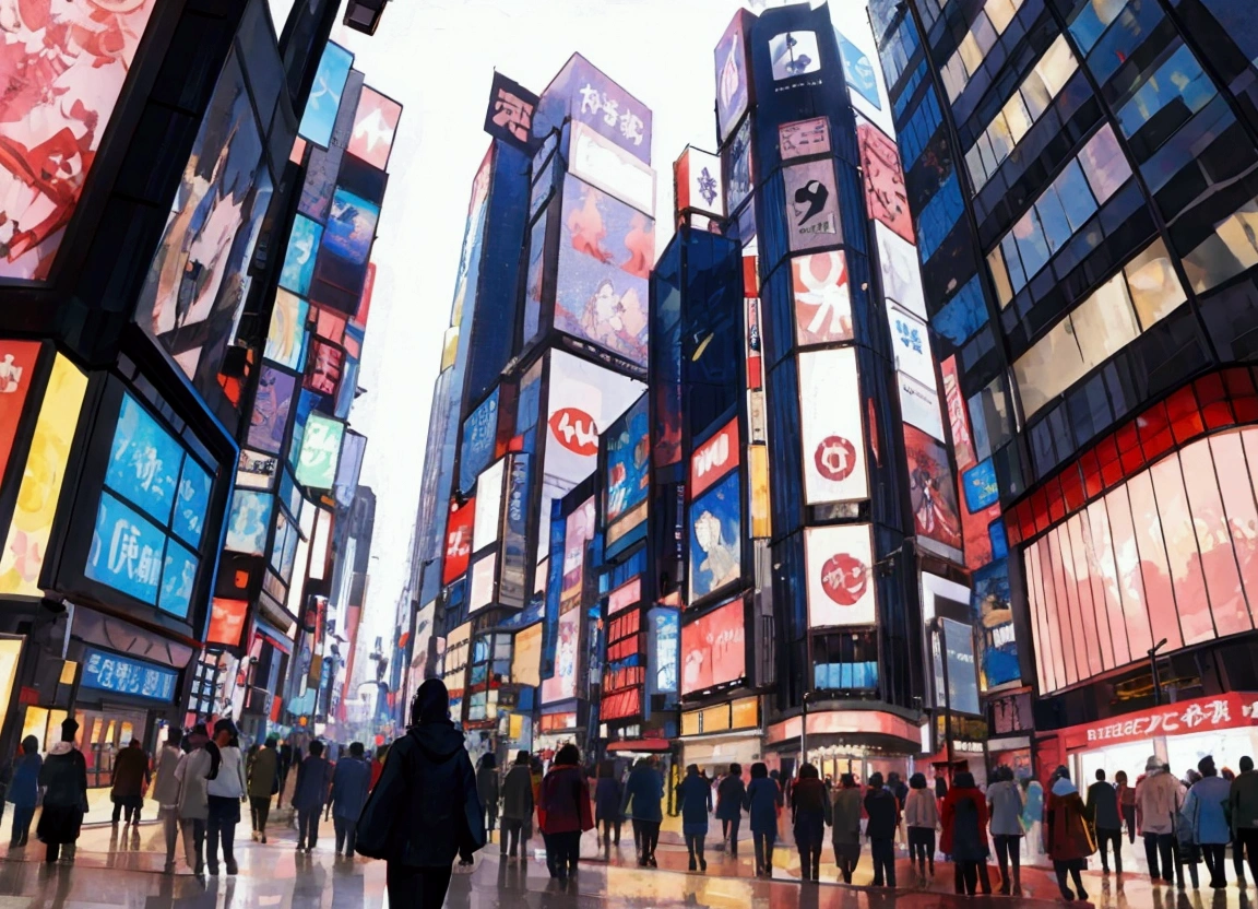 Shibuya　anime　background　Town