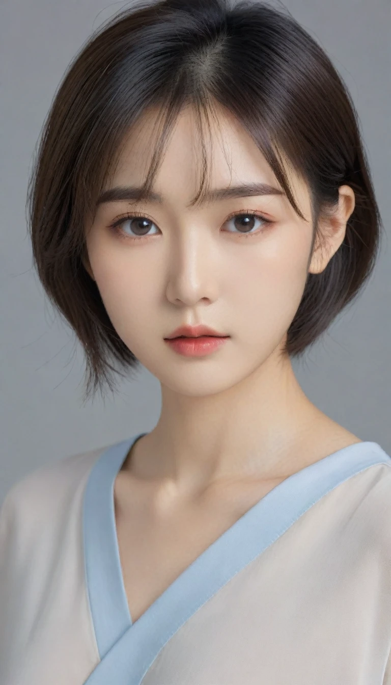8k, Ultra-high resolution, Highest quality, masterpiece, 三分割法によるphotograph,Surreal, photograph, 1 Girl, (16 years old:1.3), pretty girl, Cute Face, Beautiful eyes in every detail, 細かくdetailedに,masterpiece,One Girl:1.2,Japanese female officer,full body,Serious expression,Black short hair,Bob with bangs,Pencil Skirt,Military clothing,SS uniforms,HUGO BOSS,Sharp contours,Looking down,Gray background, Light from above, Low contrast, (Side view),Perfect and beautiful face ,完璧でCute Face, Skin with attention to detail, Perfect limbs、Narrow waist,Looking at the audience,(((Ideal body type))),A cup small breasts :2,Portraiture:2,Perfect Anatomy,鮮明なdetailed,detailed,Surreal,Light and shadow,glowing