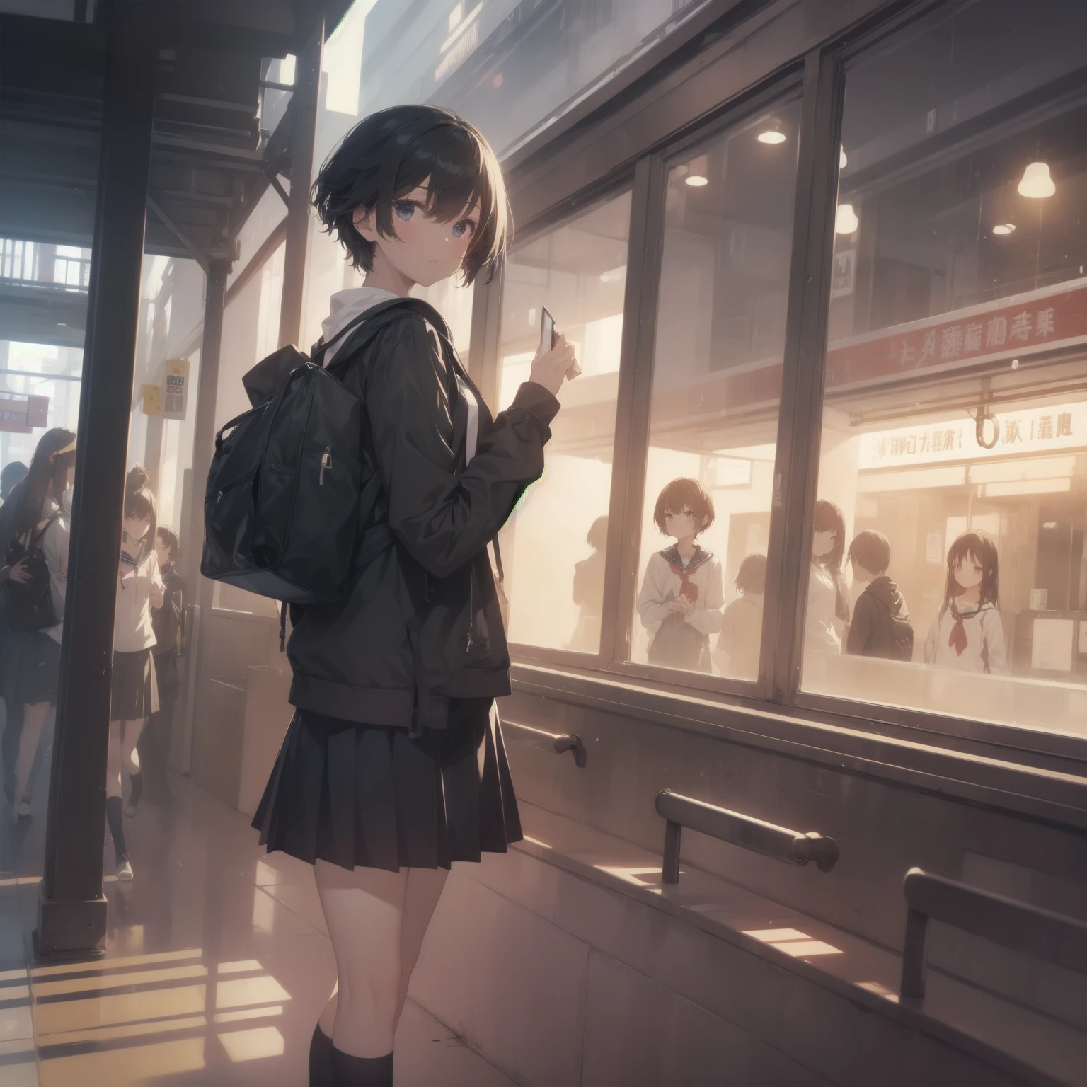 ultra-absurdres-Top quality by artist God, ultra-detailed, high resolution, anime moe artstyle, best anime 8k konachan wallpaper, pixiv contest winner, pool:2810, perfect ,break, 1girl, (Please draw a girl walking sleepily to school alone. )break,(Solo,little female, 13-year-old:1.3),Full limbs, complete fingers,a junior high school student, (very short hair), short cut, flat , , small , small black eyes, beautiful detailed eyes, well-proportioned iris and pupils, expressive eyes, highres detailed hair, soft expression, salor school_uniform, sailor collar, serahuku, bow, pleated skirt,(Detailed Lighting), (Detailed background), in the School commute route. break,super detailed skin, Best cinematic lighting powered by famous artist, 8k,beauty illustration,photoshop_(medium),very aesthetic,break,((artist:horosuke )), artist:clamp ,artist:carnelian ,artist:kantoku ,
