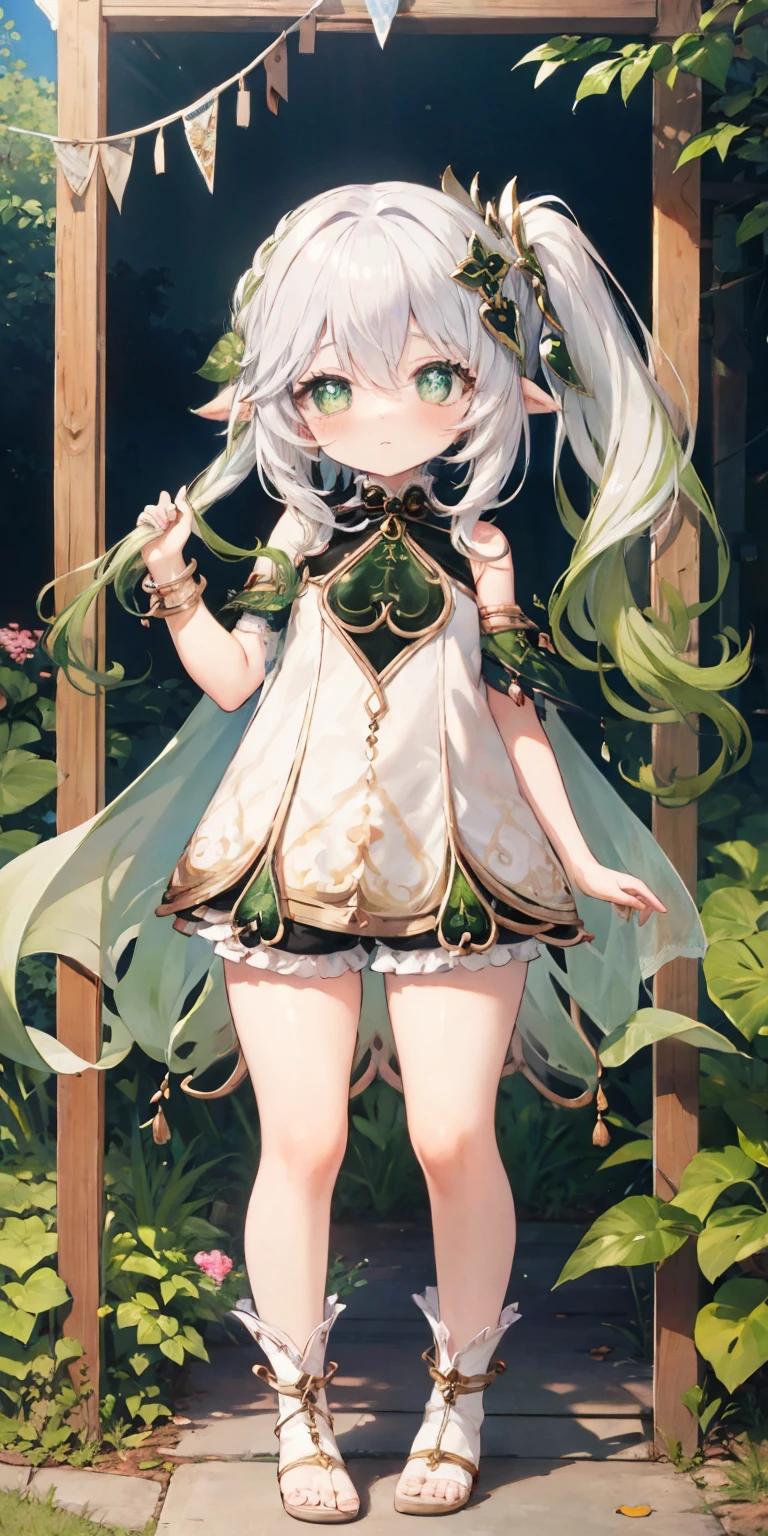 Thick thighs,Nahida,, , ,, flat chest, fullbody, head to toe  capture on the frame, lolitoes, thick thighs, bloomers, bend over,standing, outdoor, cute girl, cute 