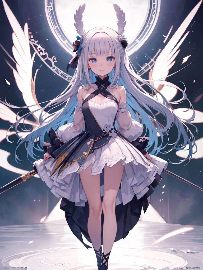 (masterpiece, Highest quality, Official Art:1.2), Perfect Anatomy, Looking at the audience, One Girl, alone, White Background, Ultra-fine illustrations, Very detailed, Dynamic Angle, Beautiful details, 8k, Anime Style, (Shining Eyes, More beautiful face), break,Dynamic Angle, Full Body Shot, break smiling amidst the カラフル scenes